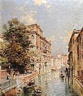 Franz Richard Unterberger Canvas Paintings - A View in Venice, Rio S. Marina